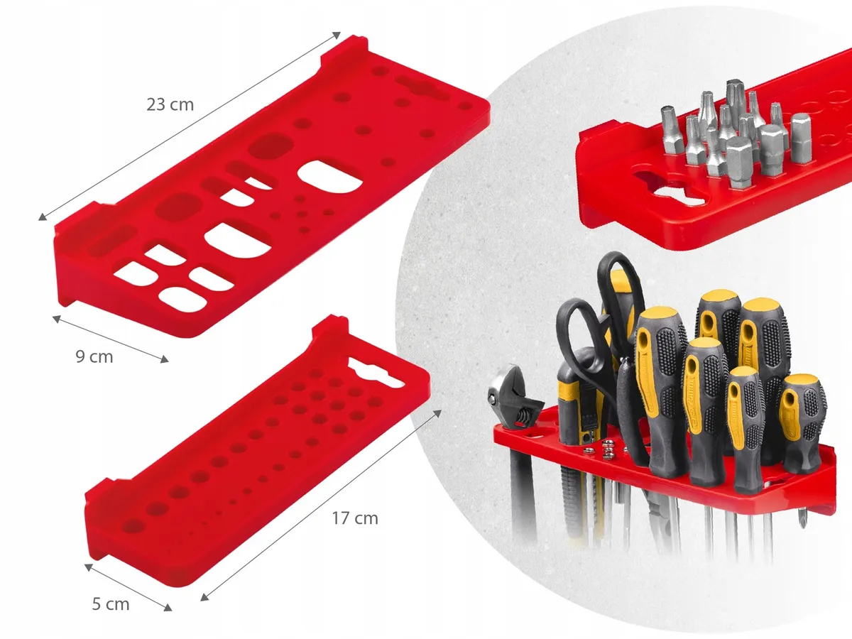 Fali szerszámtartó panel, Humberg HM-580, fekete/piros – 7. kép