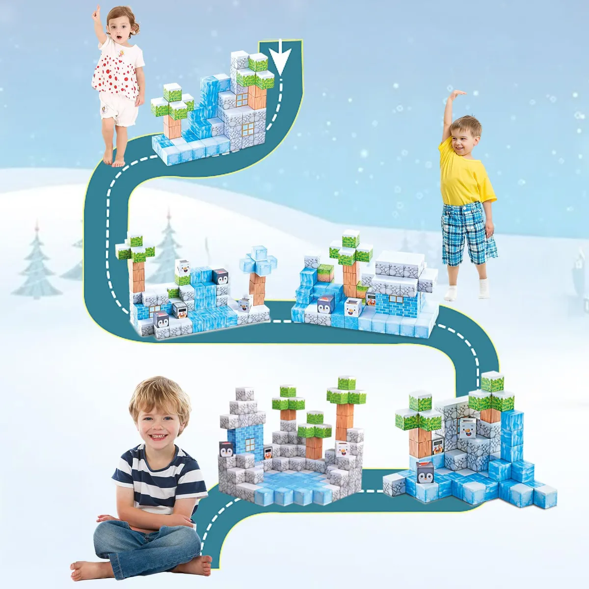 Mágneses játékkészlet, Multistore HC737466, 124 db – 2. kép