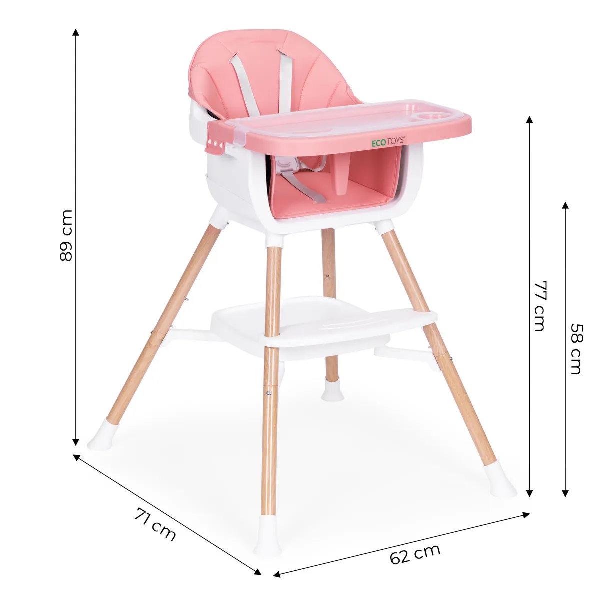 Etetőszék, ECOTOYS HC508, rózsaszín – 6. kép