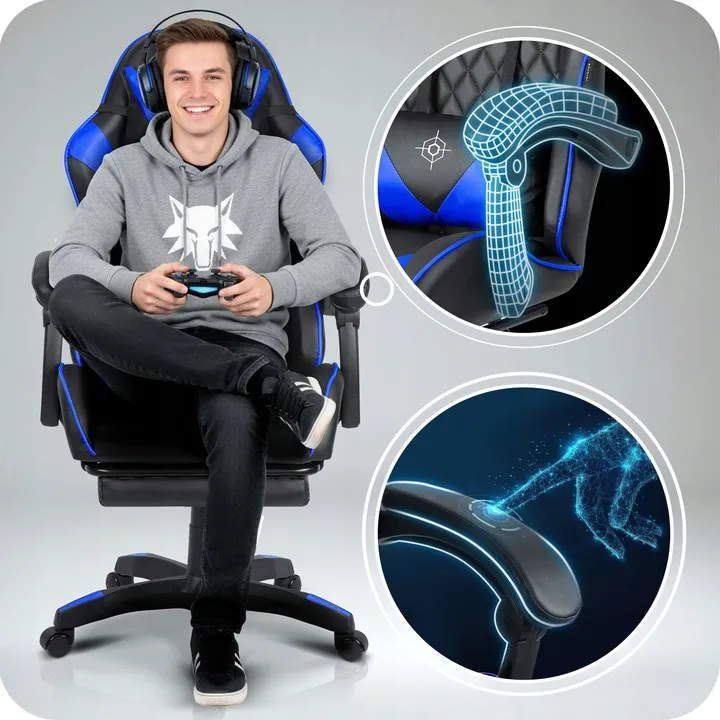 Gamer szék, Sofotel Draknor II, fekete-kék – 9. kép Gamer szék, Sofotel Draknor II, fekete-kék – 9. kép