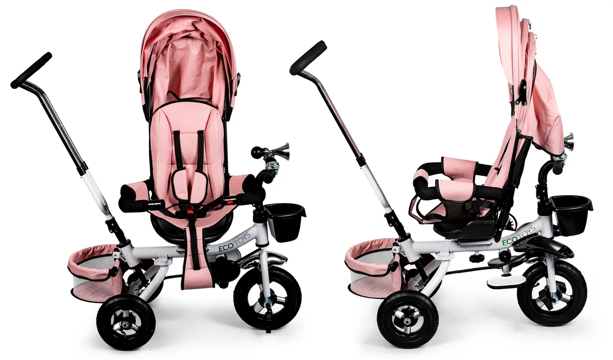 Háromkerekű tricikli, ECOTOYS JM-068-17, rózsaszín – 5. kép